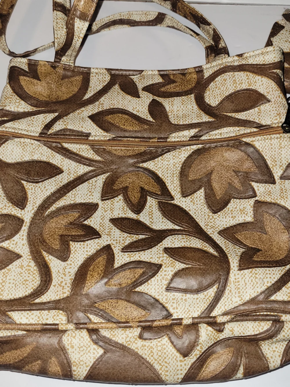 Vintage 60s/70s Fantastic Brown Floral Print Shoulder Bag with Matching Wallet